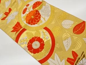 花々・丸文に桐・葉模様織出し袋帯